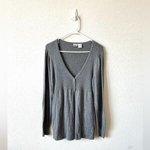 Grey knit cardigan babydoll top